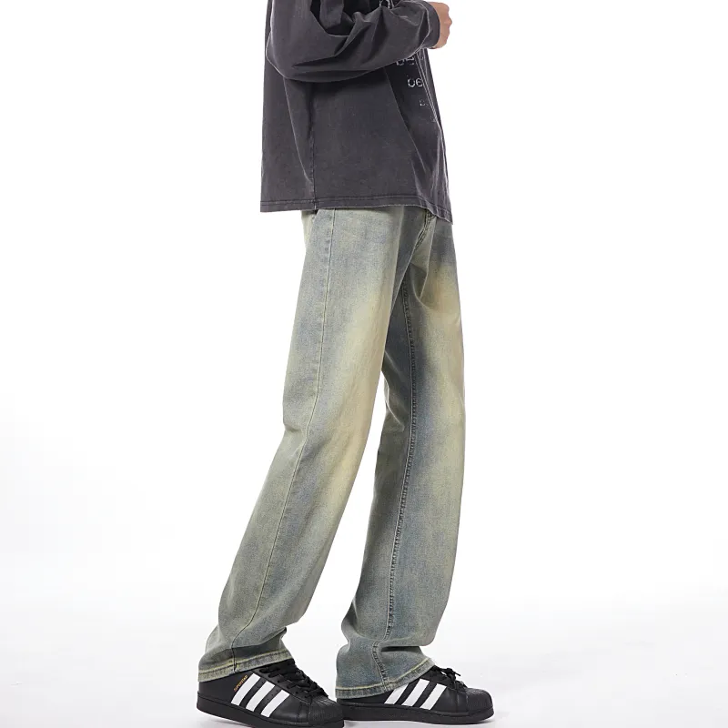 HOKLV Jeans Unisex Yellow Mud-7