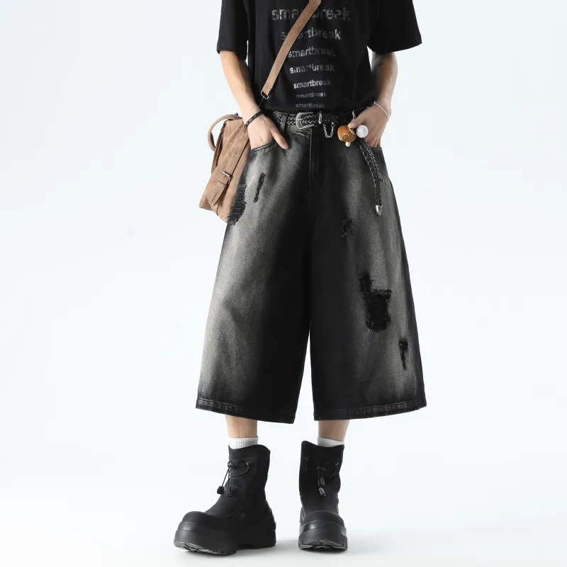 HOKLV Denim Shorts Unisex-3