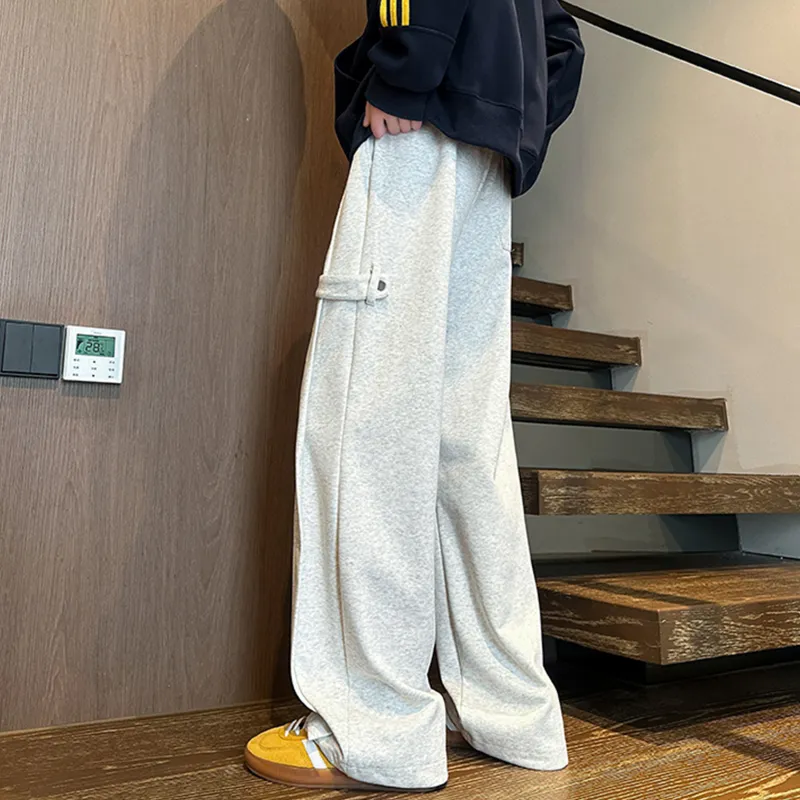 HOKLV Knitted Sports Pants Unisex White Heather Gray-5