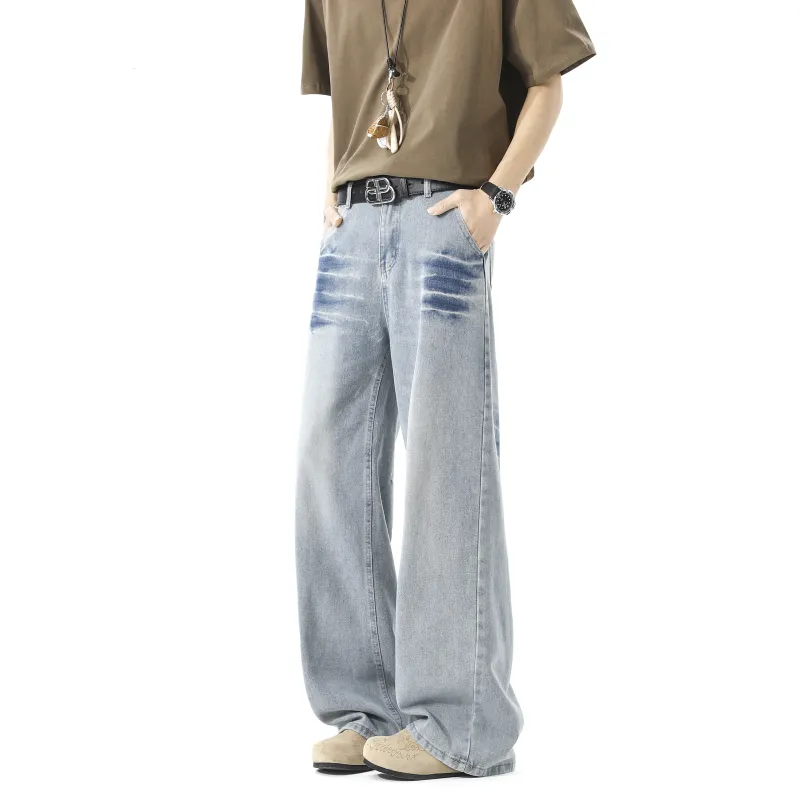 HOKLV Jeans Unisex Vintage Blue-2