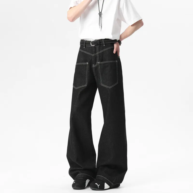HOKLV Jeans Unisex Original Denim Black Includes Brand Charm-2
