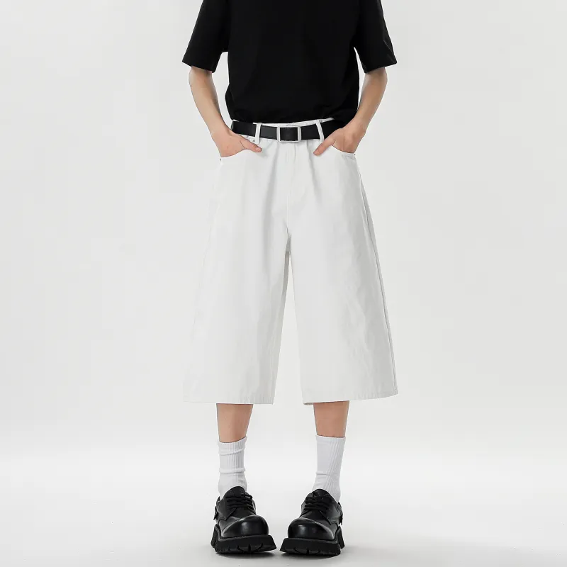 HOKLV Denim Shorts Unisex White-2