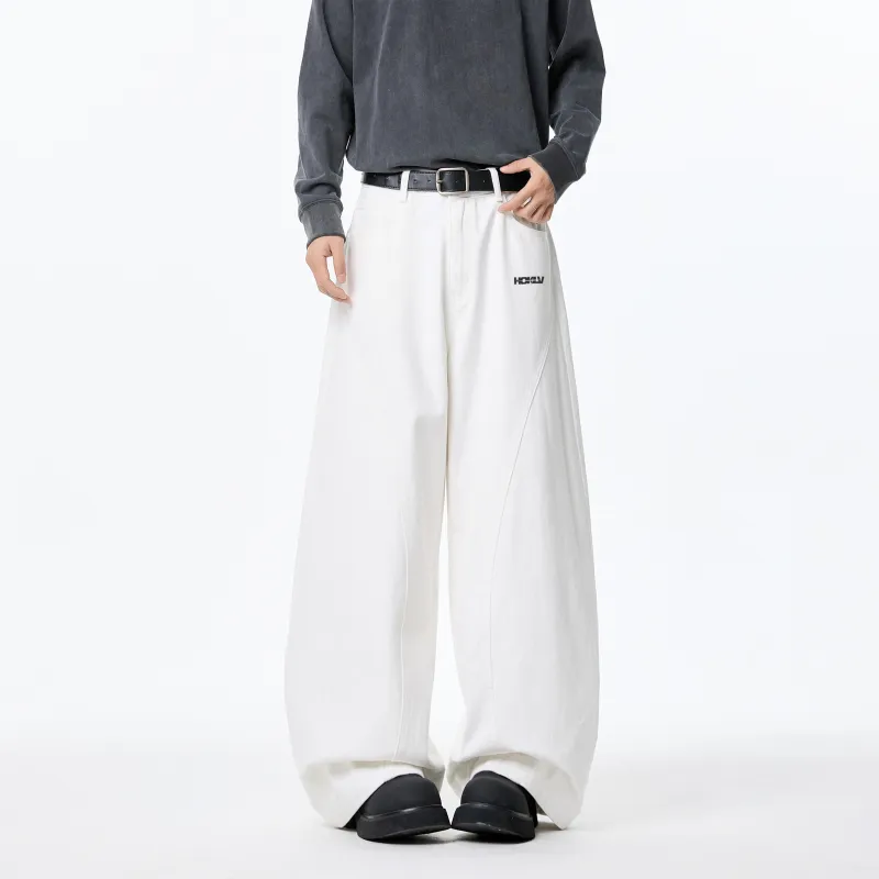 HOKLV Jeans Unisex White-3