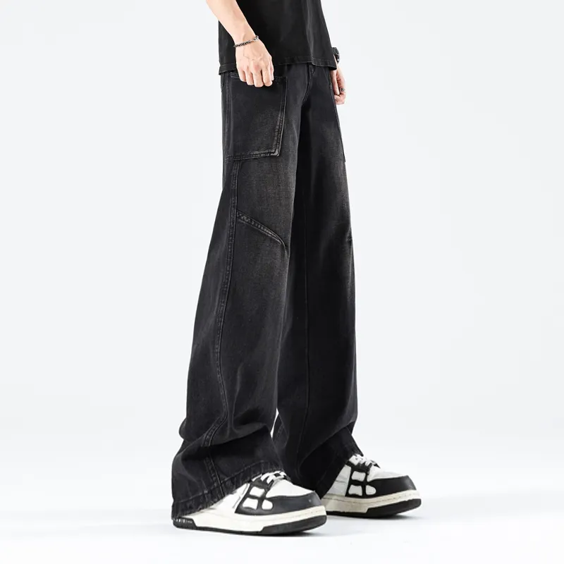 HOKLV Jeans Unisex Black Gray Color-0