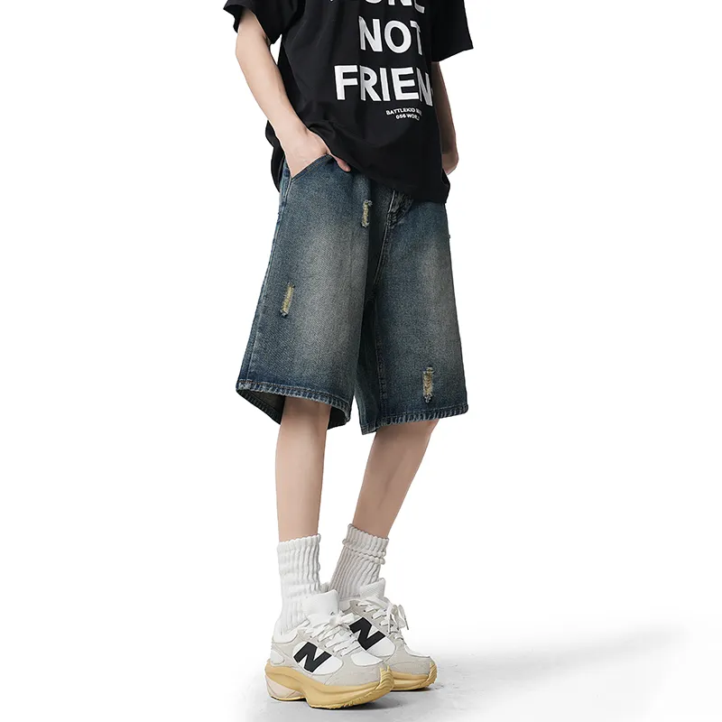 HOKLV Denim Shorts Unisex Black-15