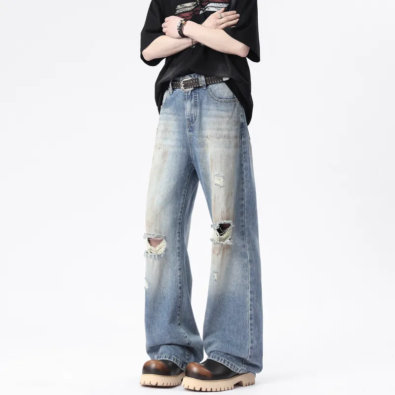 HOKLV Jeans Unisex Vintage Blue-3