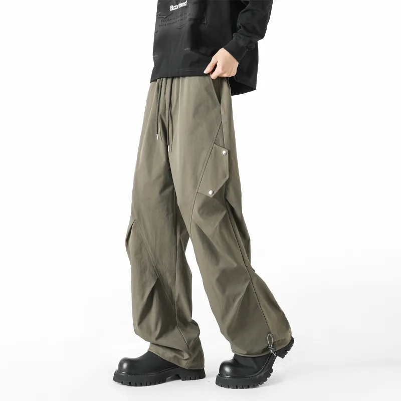 HOKLV Casual Pants Unisex Greige-20