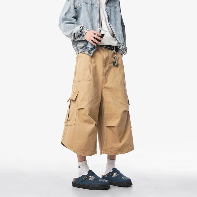 HOKLV Denim Shorts Unisex Burgundy-18