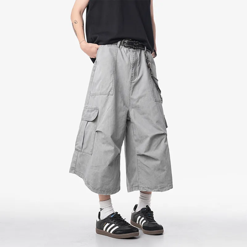 HOKLV Denim Shorts Unisex Burgundy-8