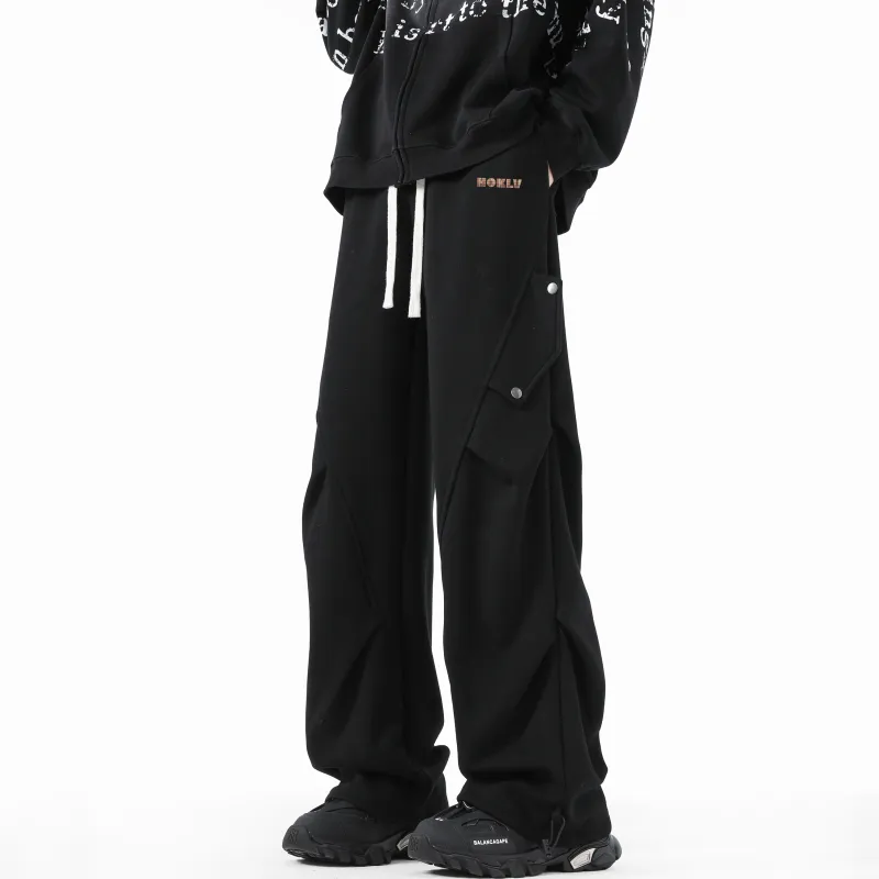 HOKLV Knitted Sports Pants Unisex Burgundy-15