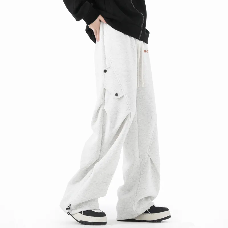HOKLV Knitted Sports Pants Unisex Burgundy-9