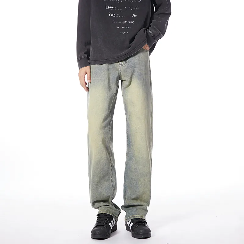 HOKLV Jeans Unisex Yellow Mud-3