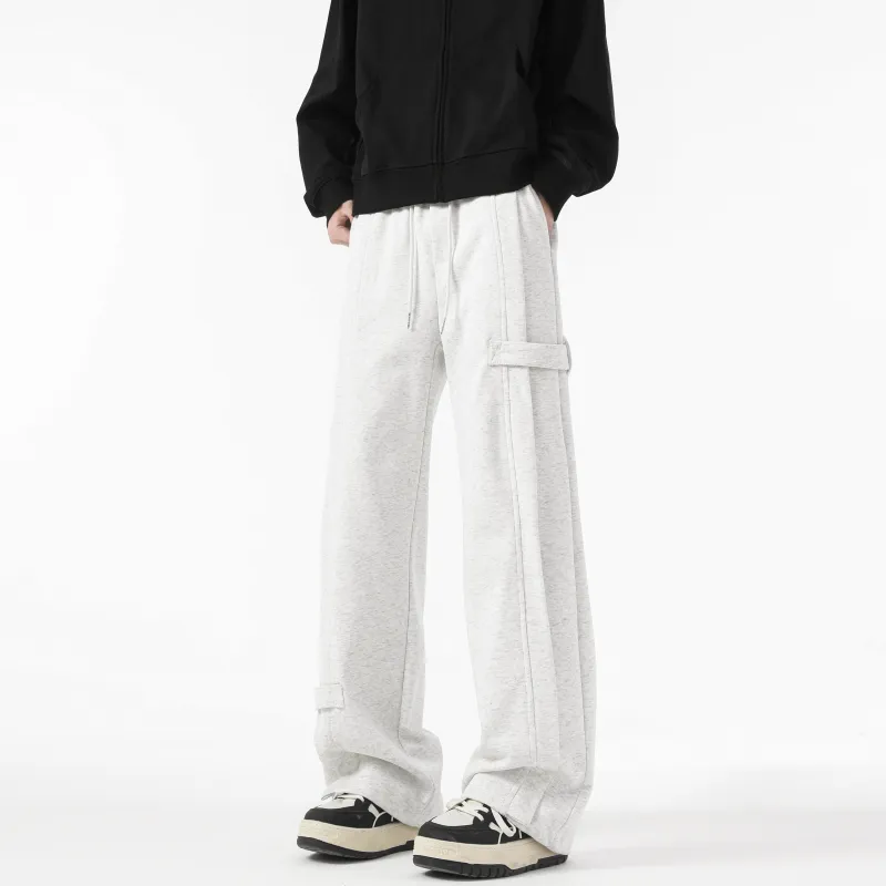 HOKLV Knitted Sports Pants Unisex White Heather Gray-15