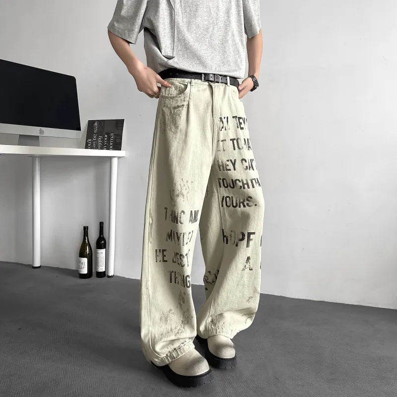 HOKLV Jeans Unisex Dirty White-5