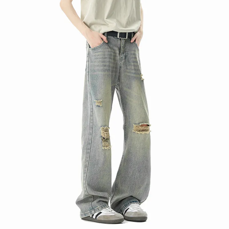 HOKLV Jeans Unisex Vintage Blue-2