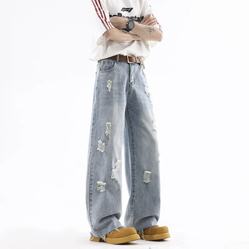 HOKLV Jeans Unisex Blue-3