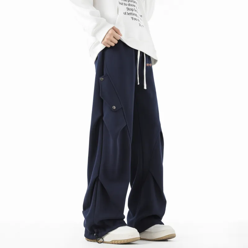 HOKLV Knitted Sports Pants Unisex Burgundy-22