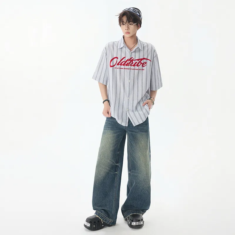 HOKLV Jeans Unisex Vintage Blue-5