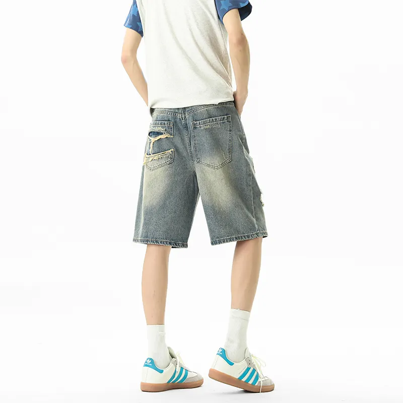 HOKLV Denim Shorts Unisex Nostalgic Blue-1