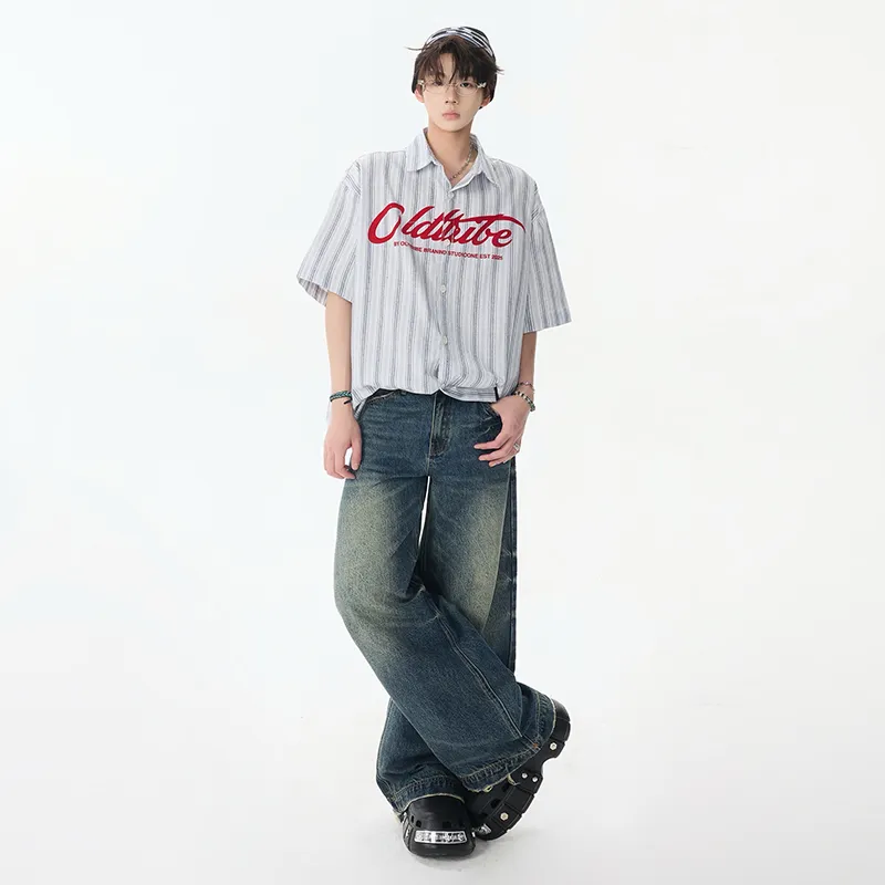 HOKLV Jeans Unisex Vintage Blue-3