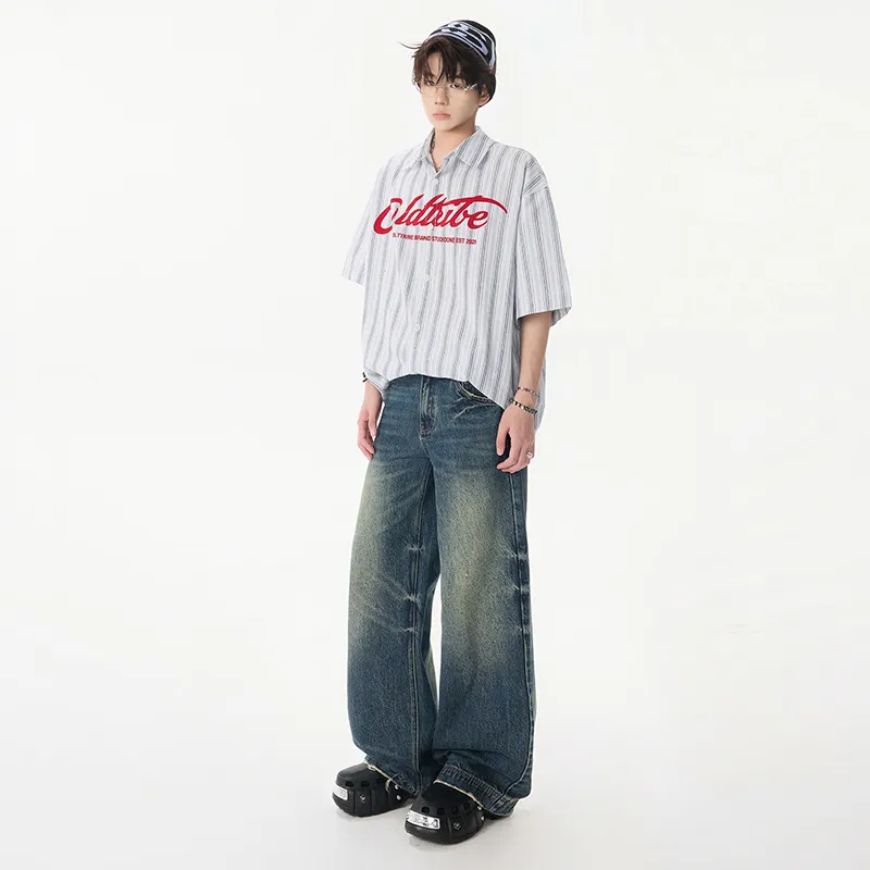 HOKLV Jeans Unisex Vintage Blue-4