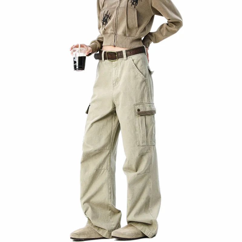 HOKLV Cargo Pants Unisex Light Green-5