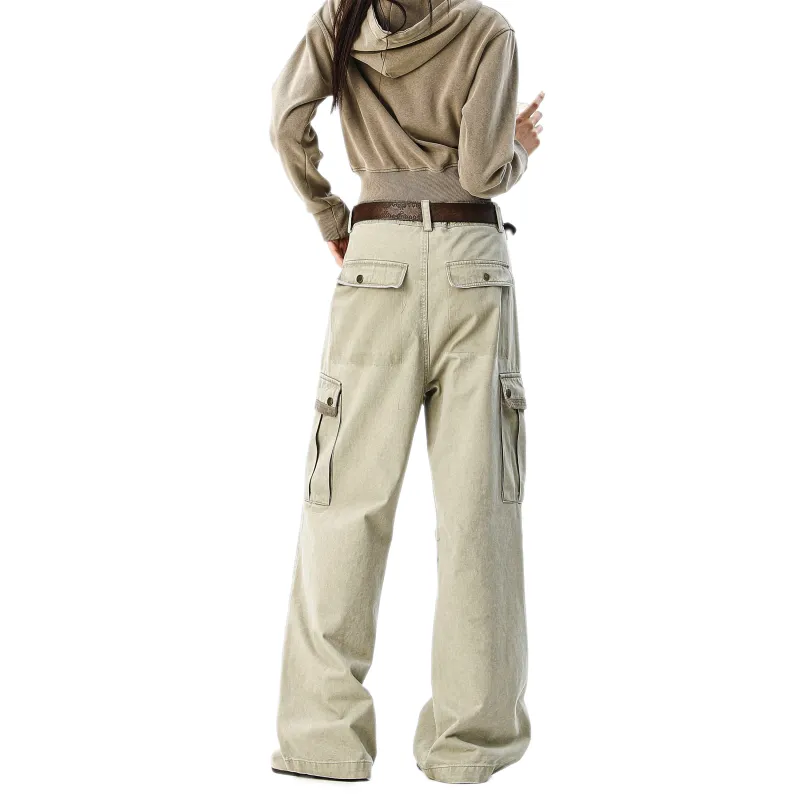 HOKLV Cargo Pants Unisex Light Green-2