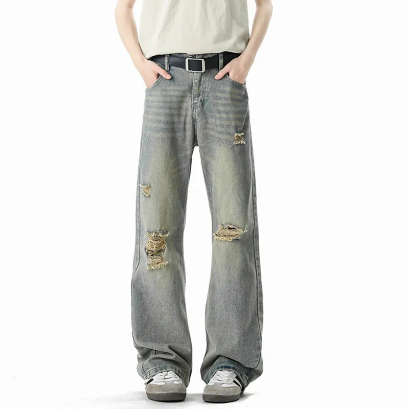 HOKLV Jeans Unisex Vintage Blue-4