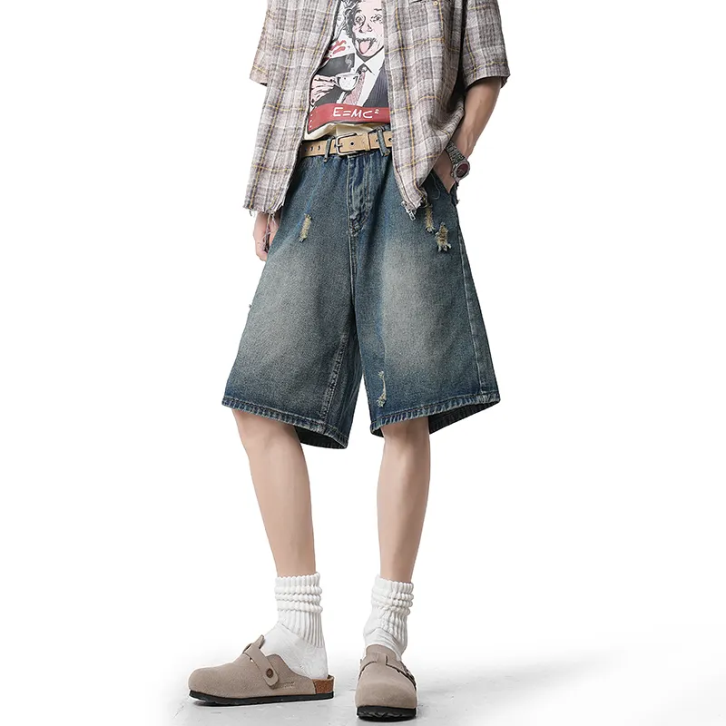 HOKLV Denim Shorts Unisex Black-14