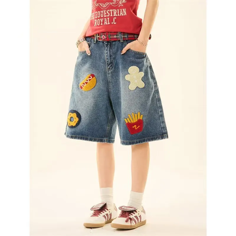 HOKLV Denim Shorts Unisex Dark Blue-1