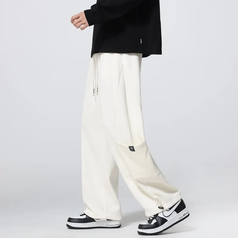 HOKLV Casual Pants Unisex White-11
