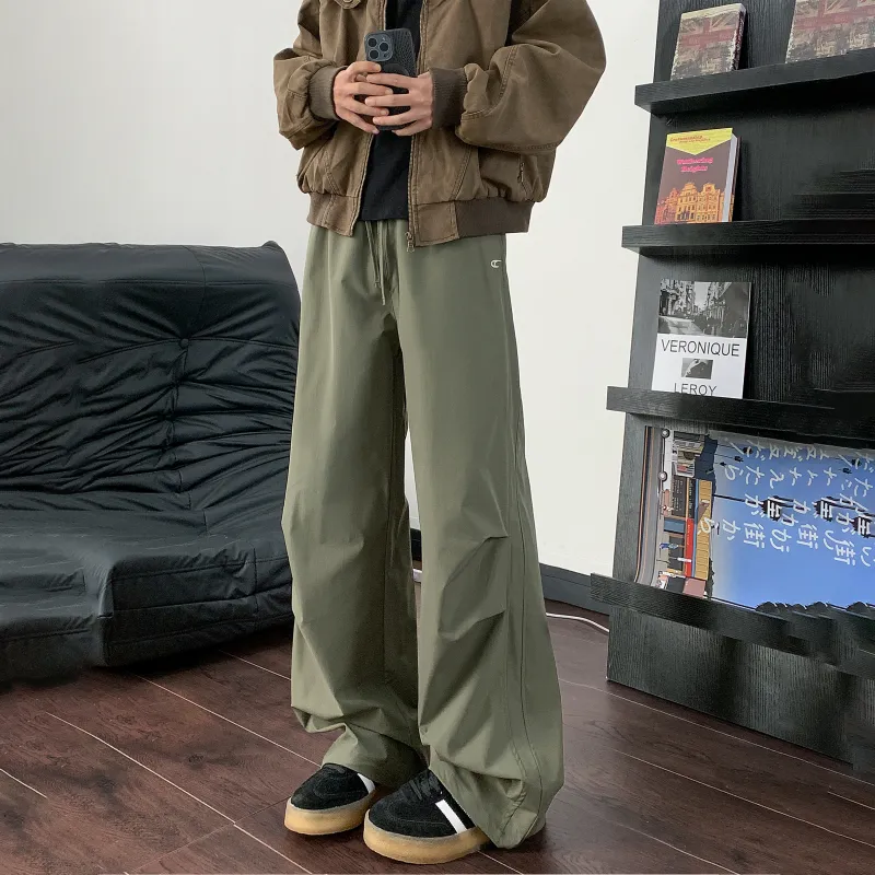 HOKLV Casual Pants Unisex Army Green-3