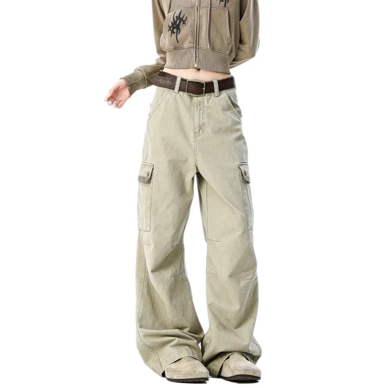 HOKLV Cargo Pants Unisex Light Green-4