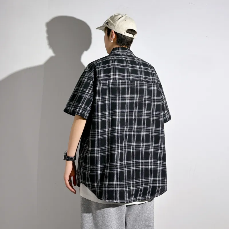 HOKLV Shirts Unisex Black Plaid-3
