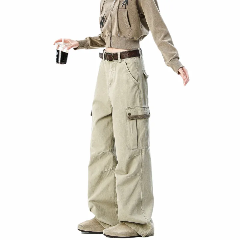 HOKLV Cargo Pants Unisex Light Green-3