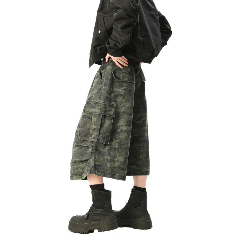 HOKLV SS25 Denim Shorts Unisex Green-1