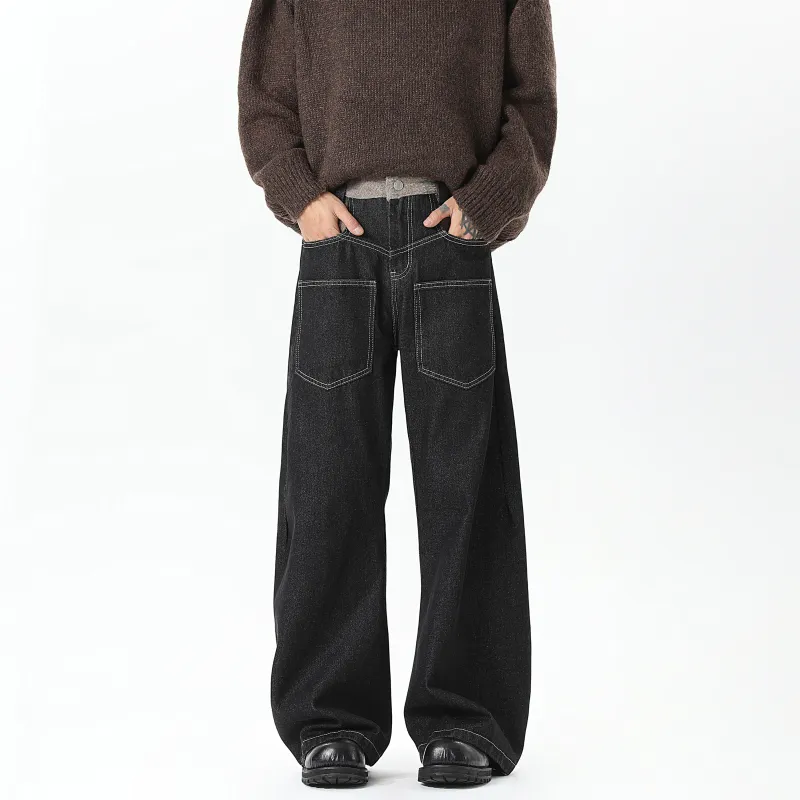 HOKLV Jeans Unisex Original Denim Black Includes Brand Charm-9