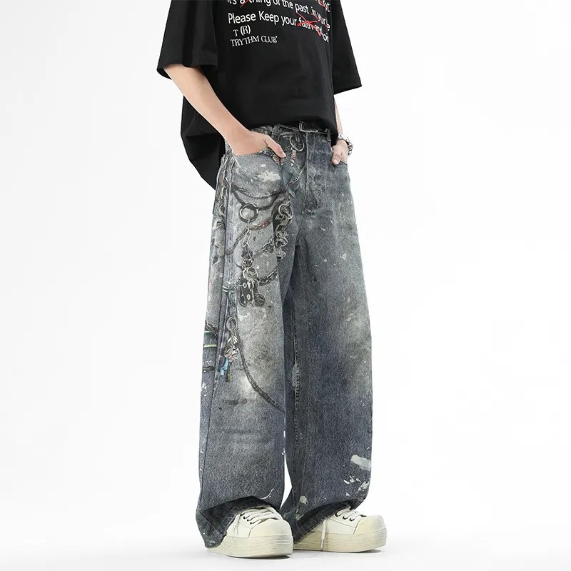 HOKLV Jeans Unisex Dark Blue-5