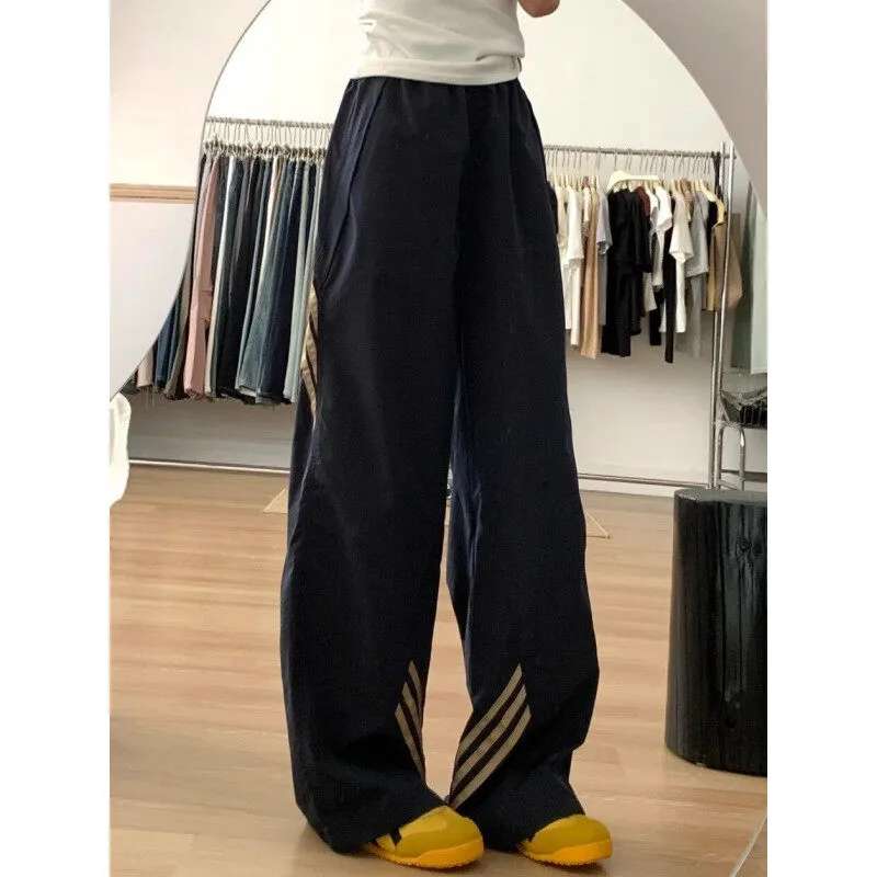 HOKLV Casual Pants Unisex Navy Blue-2