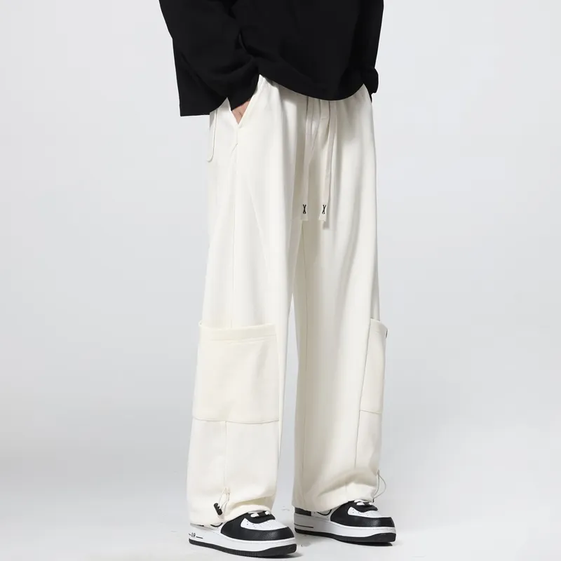 HOKLV Casual Pants Unisex White-13
