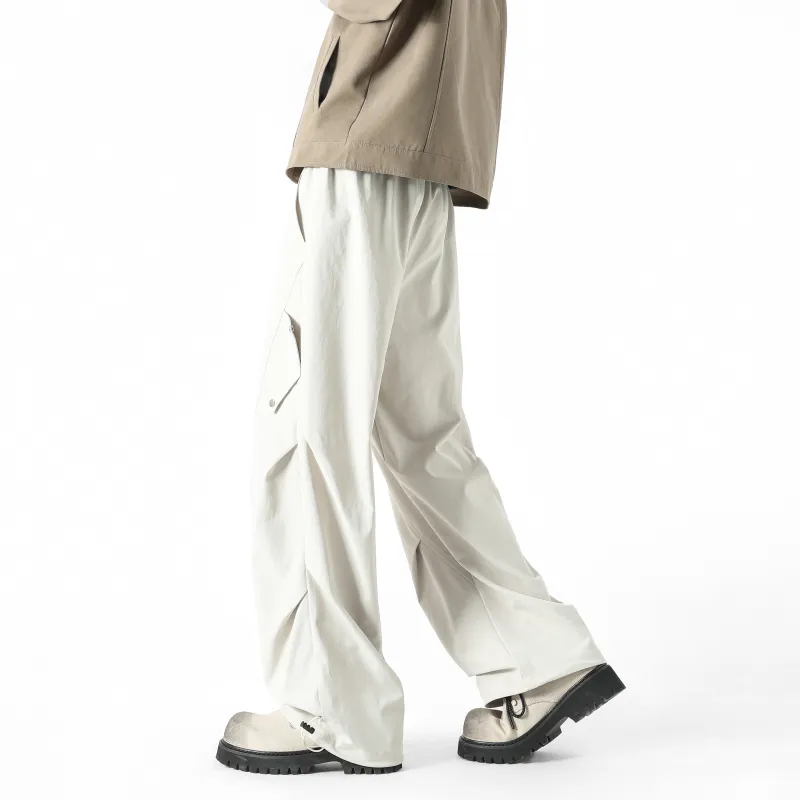 HOKLV Casual Pants Unisex Greige-3