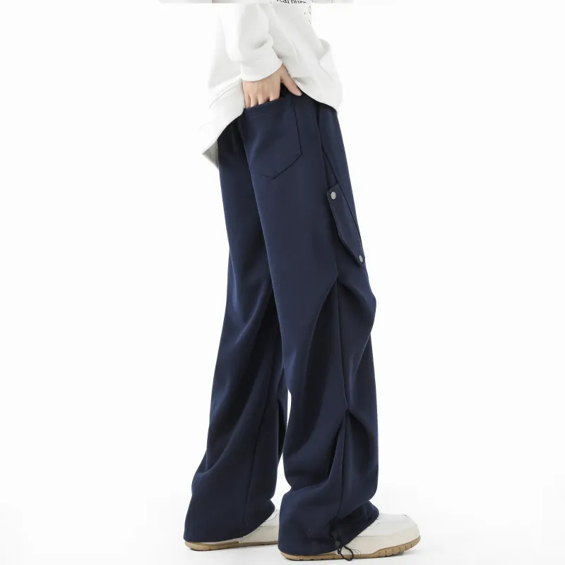 HOKLV Knitted Sports Pants Unisex Burgundy-23