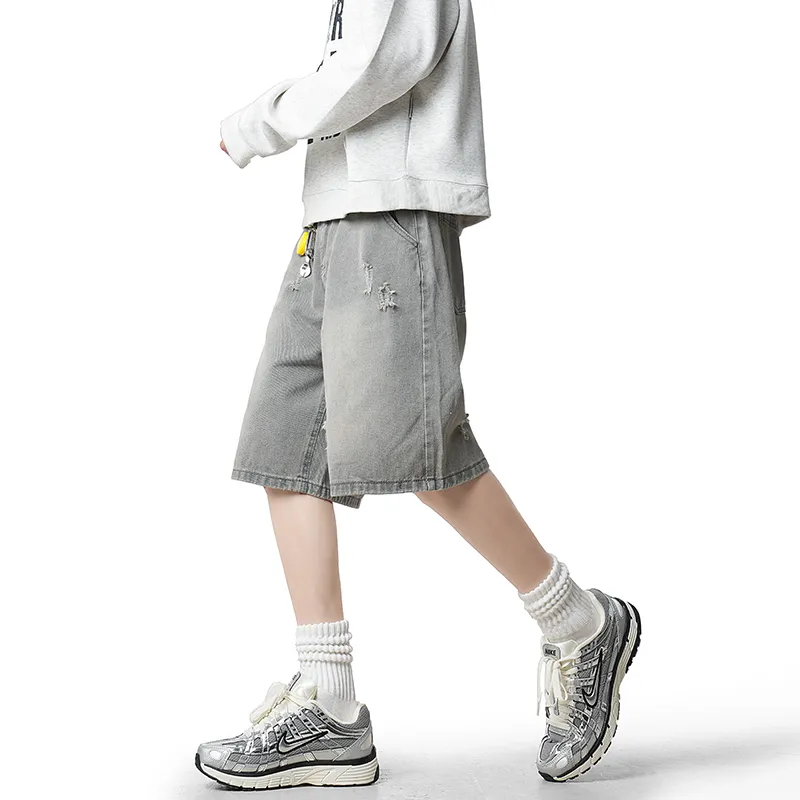 HOKLV Denim Shorts Unisex Black-11