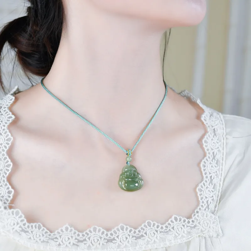 Lingfei Hetian Jade Pendants Pale Greenish White Jade Women's-9