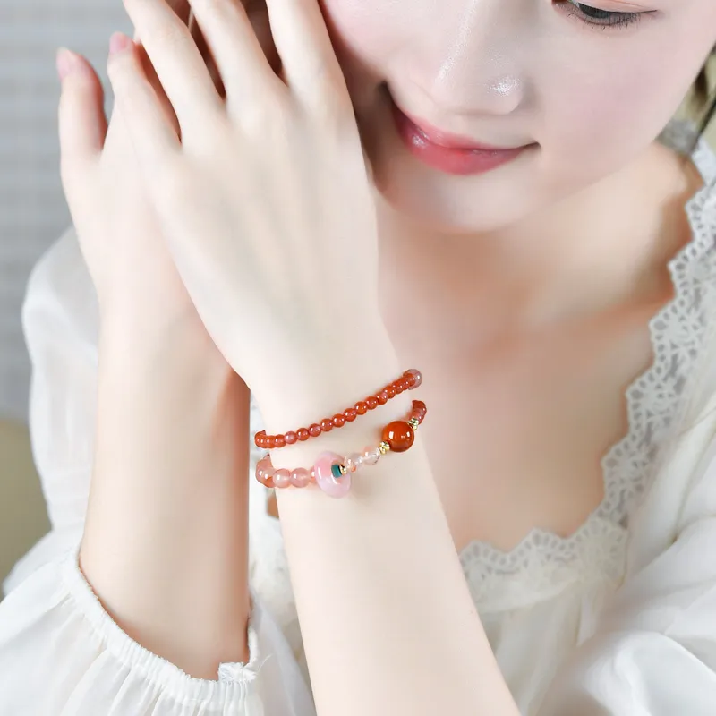 Lingfei South Red Agate Fine Jade Bracelets Women's-2