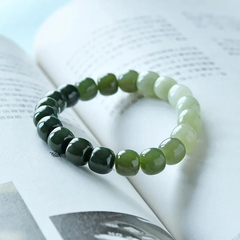 Lingfei Hetian Jade Hetian Jade Bracelets Women's Pale Greenish White Jade-3