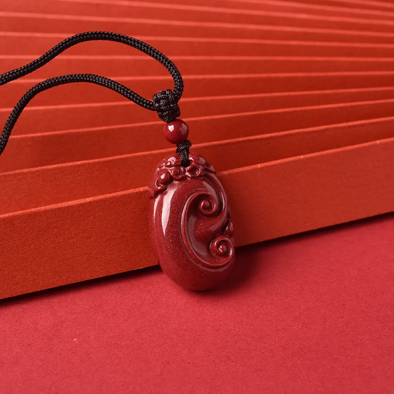 Lingfei Reconstructed Cinnabar Necklaces Unisex-1