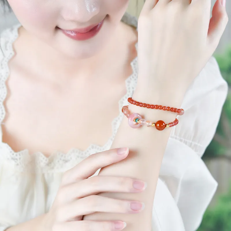 Lingfei South Red Agate Fine Jade Bracelets Women's-3
