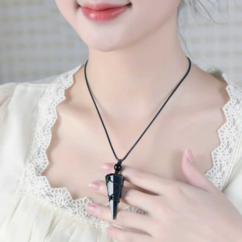 Lingfei Obsidian Pendants Unisex-3