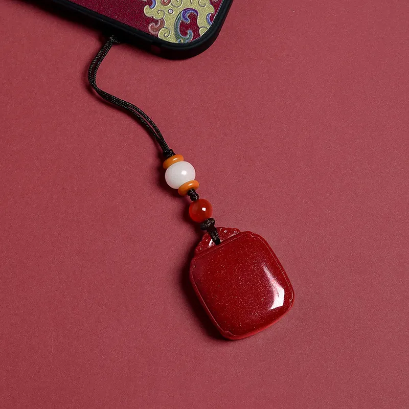 Lingfei Reconstructed Cinnabar Keychains Unisex-3